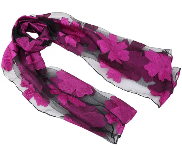 New Spring Summer Scarf Leaf Cut Flowers Scarves  Cover Up For Women Shawls