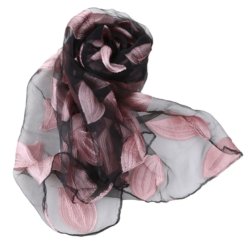 New Spring Summer Scarf Leaf Cut Flowers Scarves  Cover Up For Women Shawls