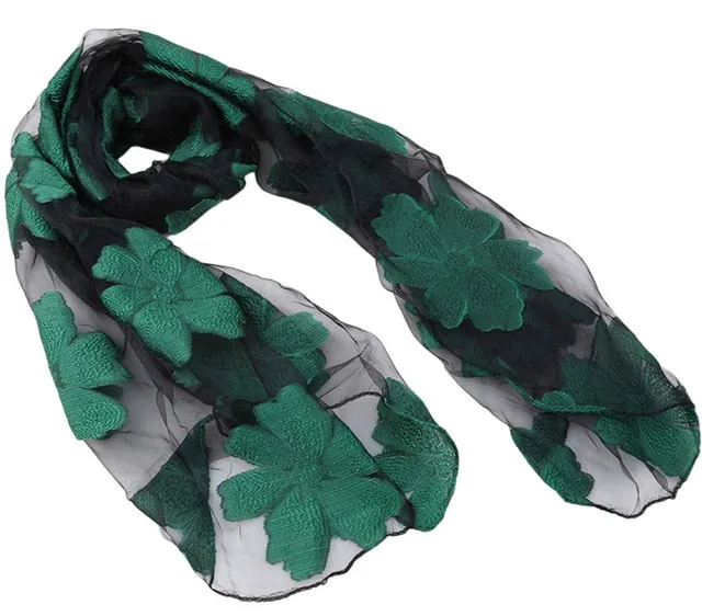 New Spring Summer Scarf Leaf Cut Flowers Scarves  Cover Up For Women Shawls