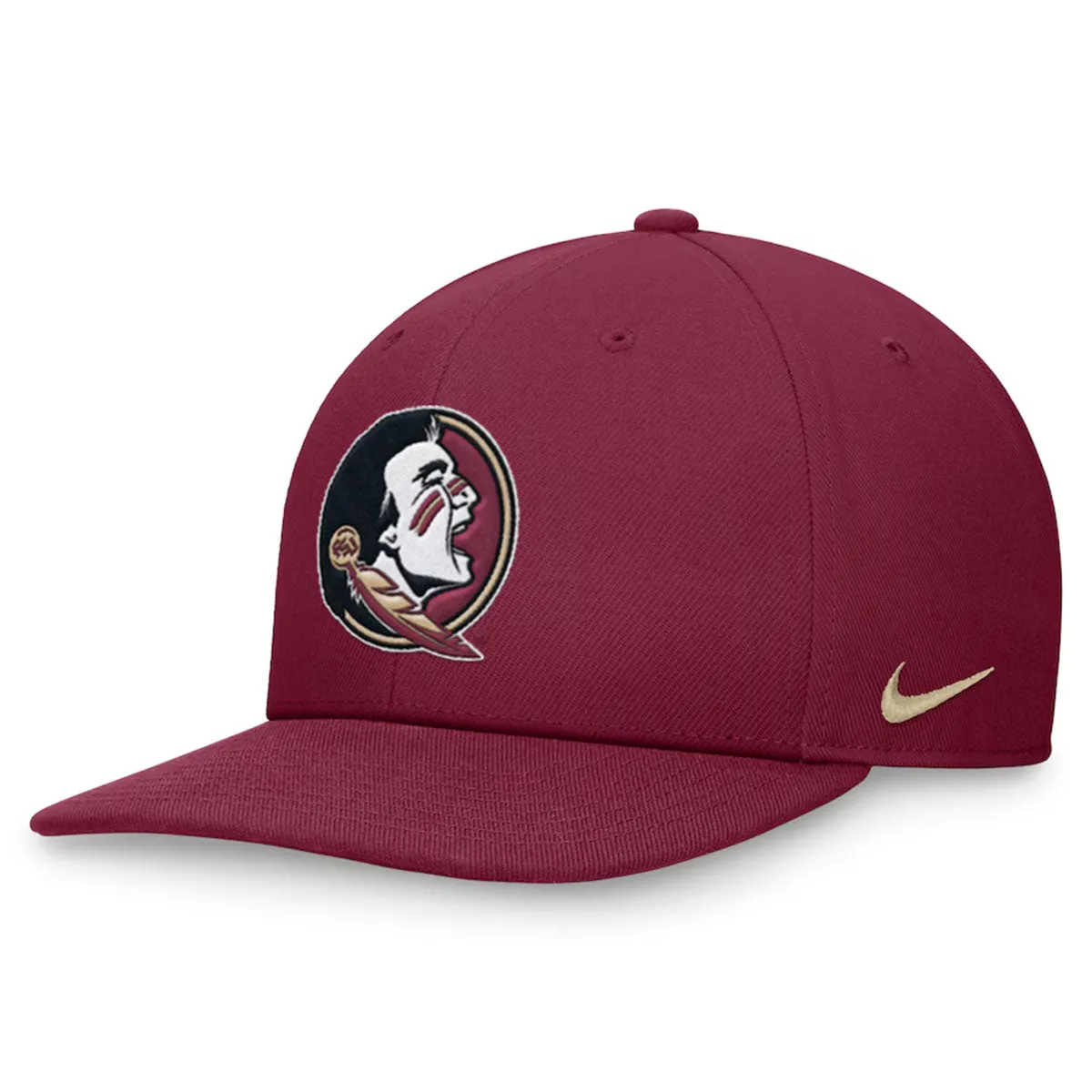 Nike Seminole Logo Dri-fit Pro Structured Square Bill Adjustable Cap - Garnet