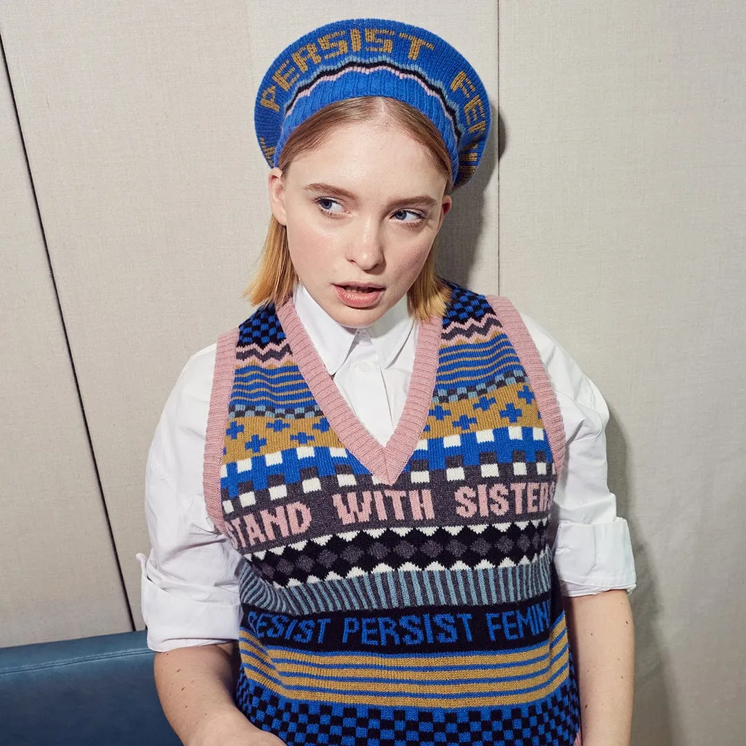 Patchwork Beret Tam in Klein Blue