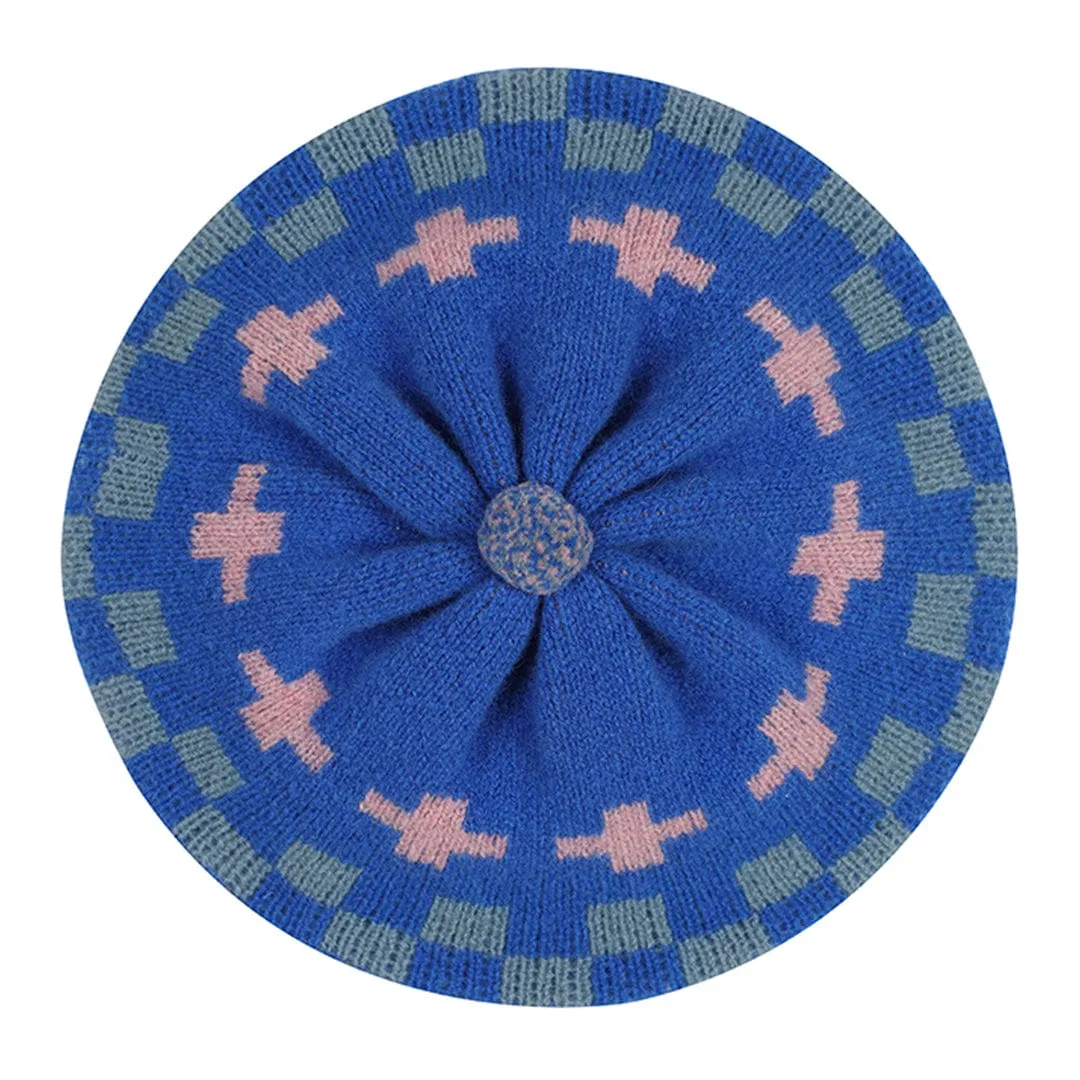 Patchwork Beret Tam in Klein Blue