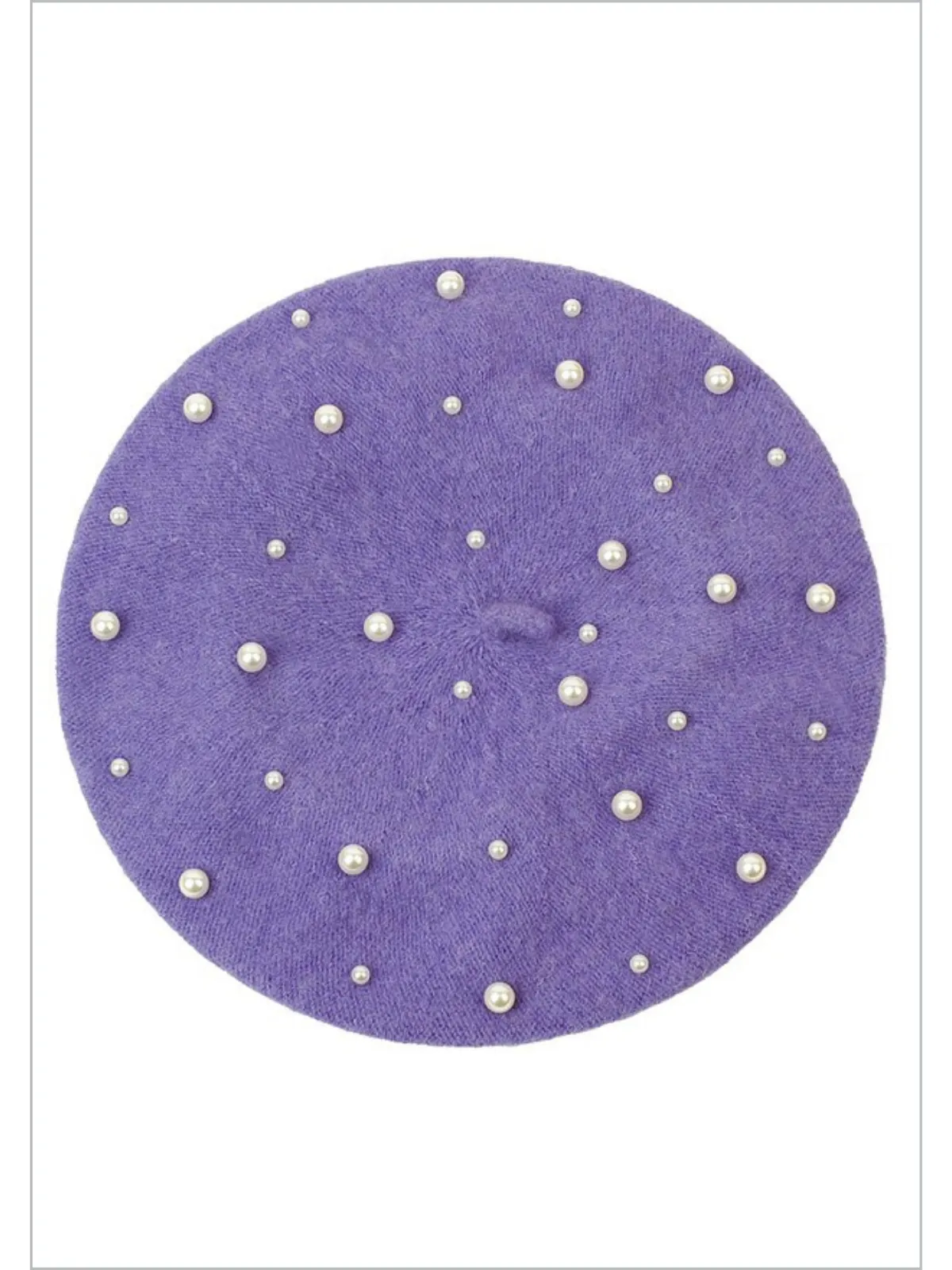 Pearl-Embellished Wool Beret