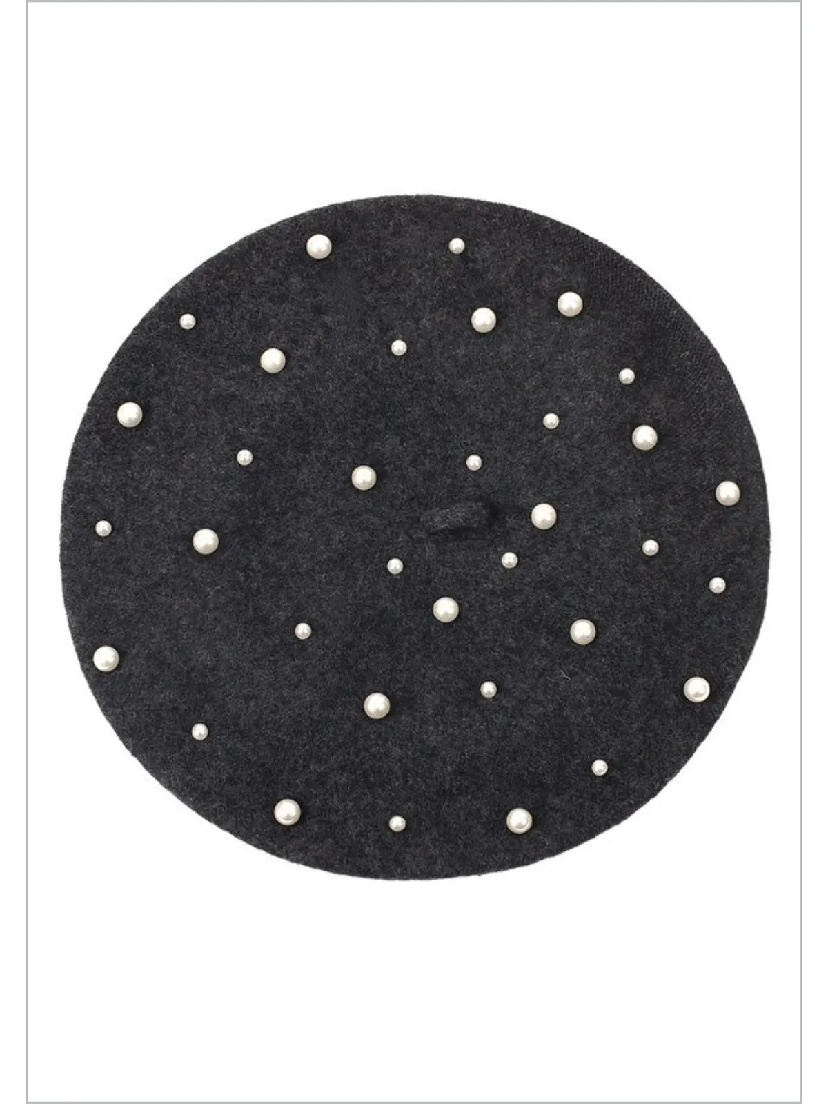 Pearl-Embellished Wool Beret