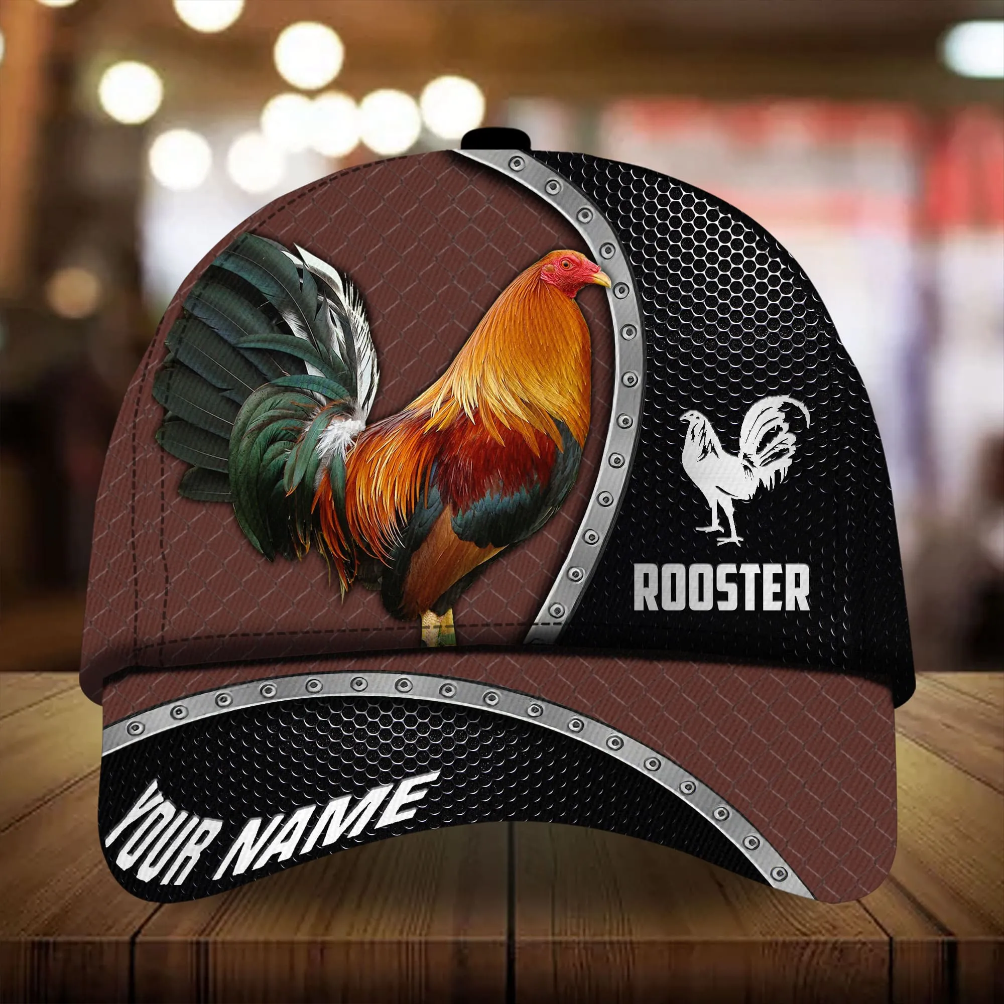 Personalized 3D Baseball Cap Hat For Rooster Lover, Premium Metal Curve Rooster 3D Cap Hat Multicolor, Chicken Cap