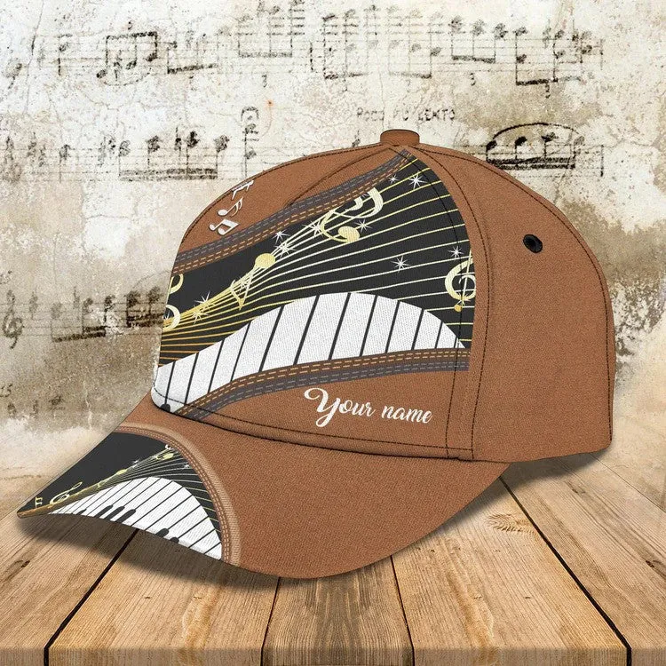 Personalized Water Color Piano 3D Baseball Cap for Girl, Piano Hat for Girlfriend Birthday