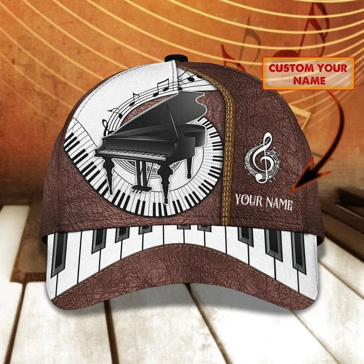 Personalized Water Color Piano 3D Baseball Cap for Girl, Piano Hat for Girlfriend Birthday