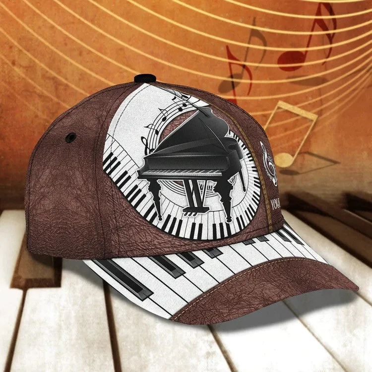 Personalized Water Color Piano 3D Baseball Cap for Girl, Piano Hat for Girlfriend Birthday