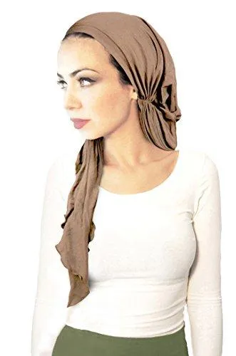 Pre-tied Head-scarf Versatile Ties Bandana Tichel Headwear Cotton in 26 Colors! (Clay - 178)