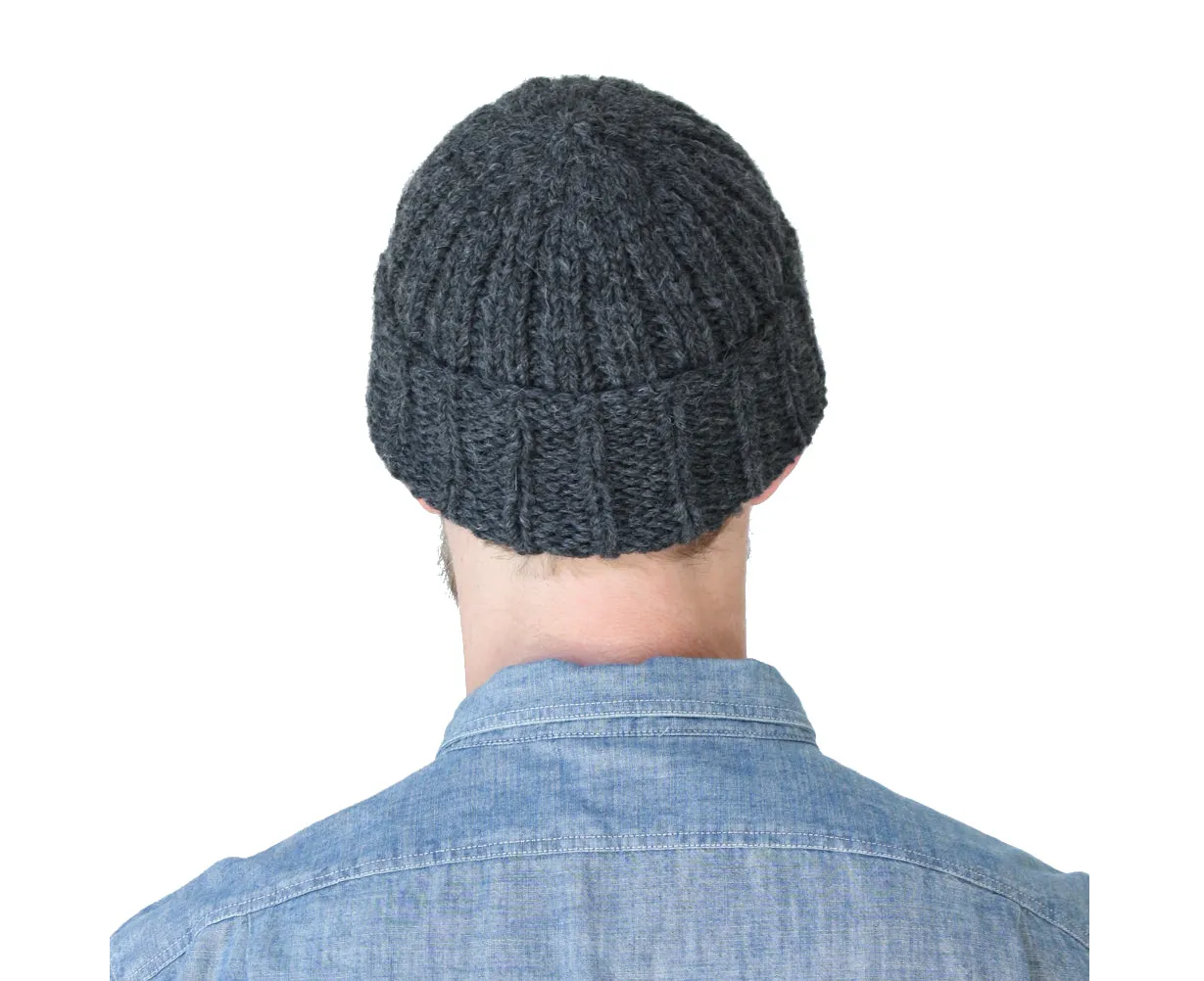 Quarry Knit Beanie in Charcoal Gray Alpaca Merino Wool Men's Hat