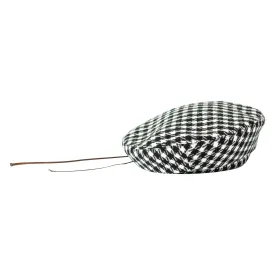 "Houndstooth" Beret Hat - Black & White