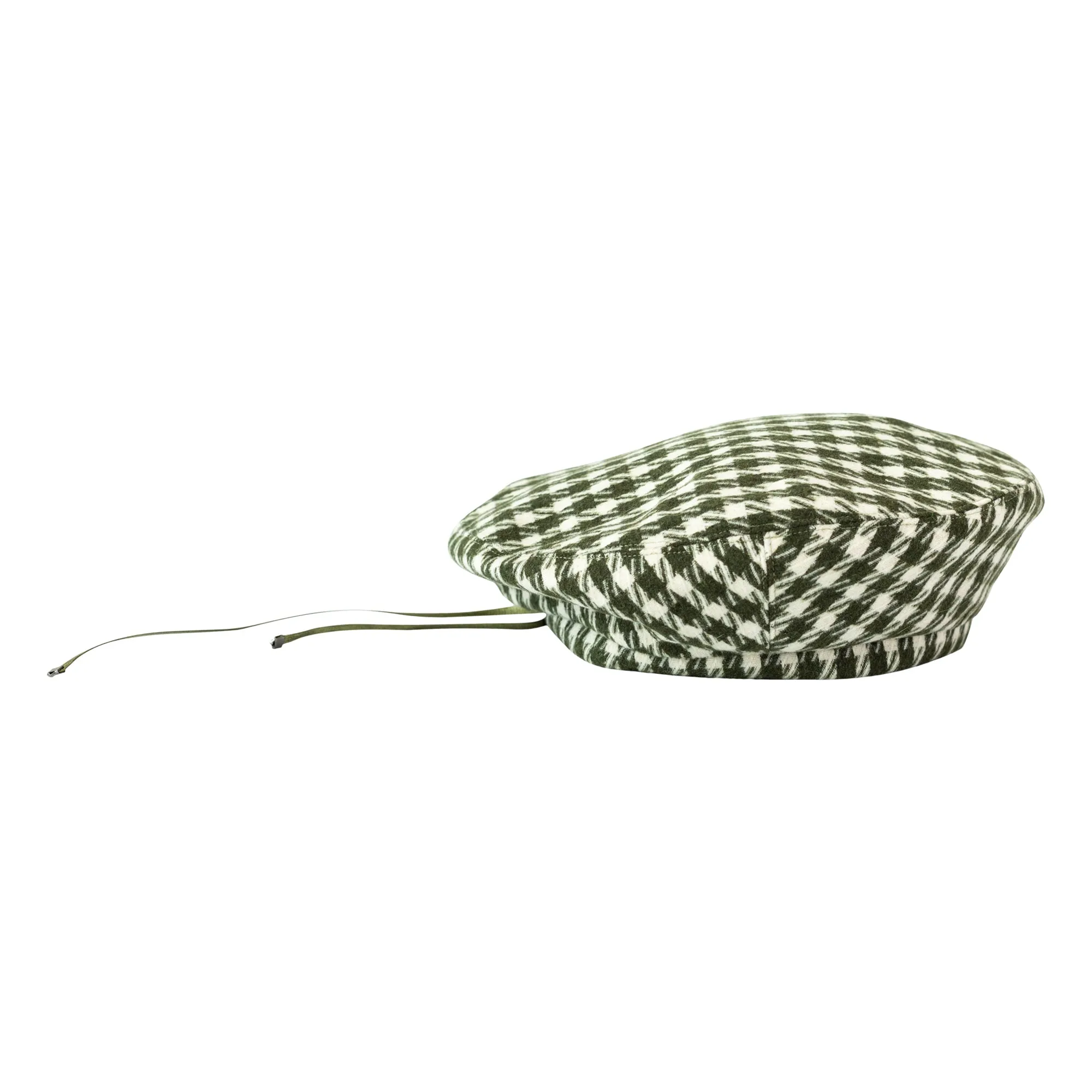 "Houndstooth" Beret Hat - Green