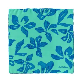 "Tropical Bliss" Silk Bandana Scarf - Ocean Blue