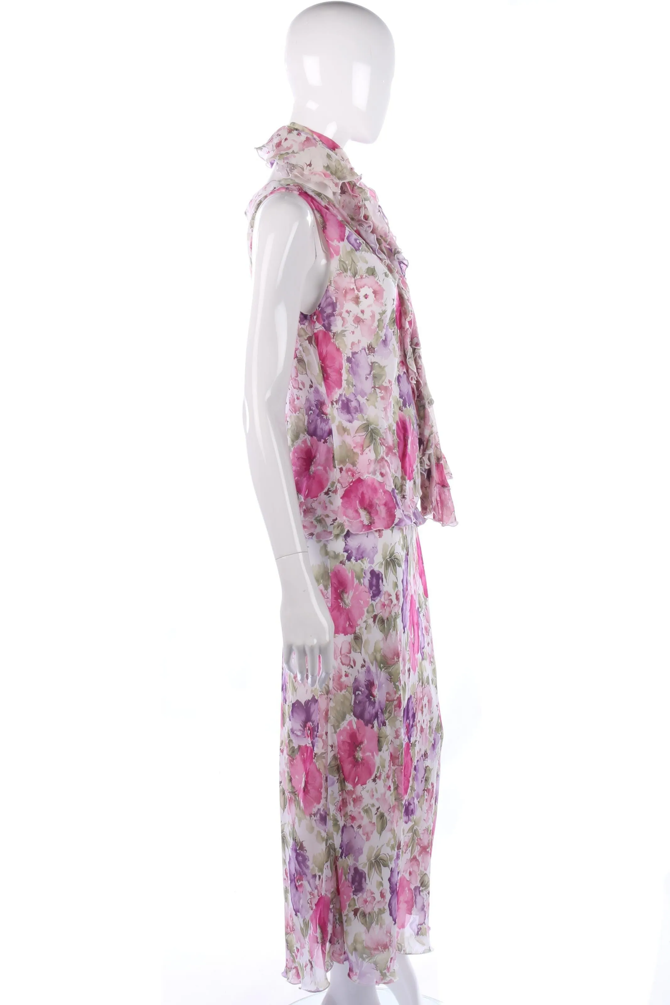 Roman Originals pink floral dress and scarf size 10/12