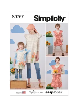 Simplicity Pattern S9767 Children's and Misses' Wrap Around Apron and Scarf Hat