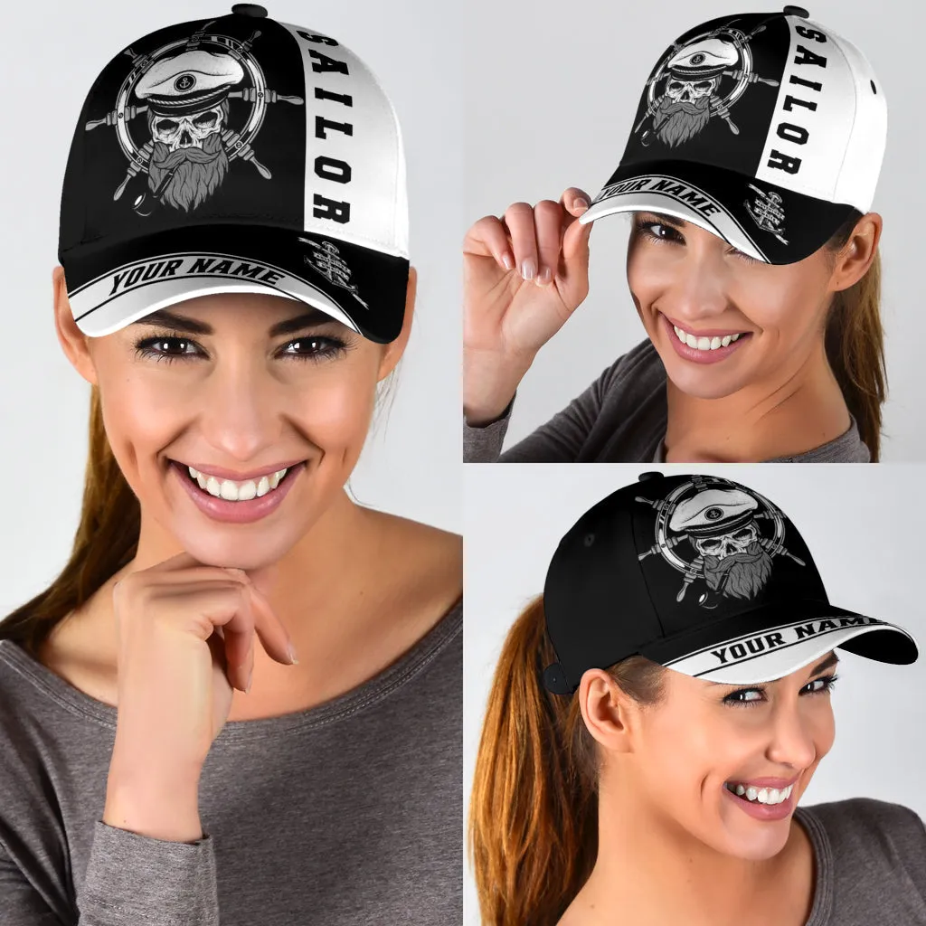 Skull Sailor On The Helm Custom Name Cap Hat