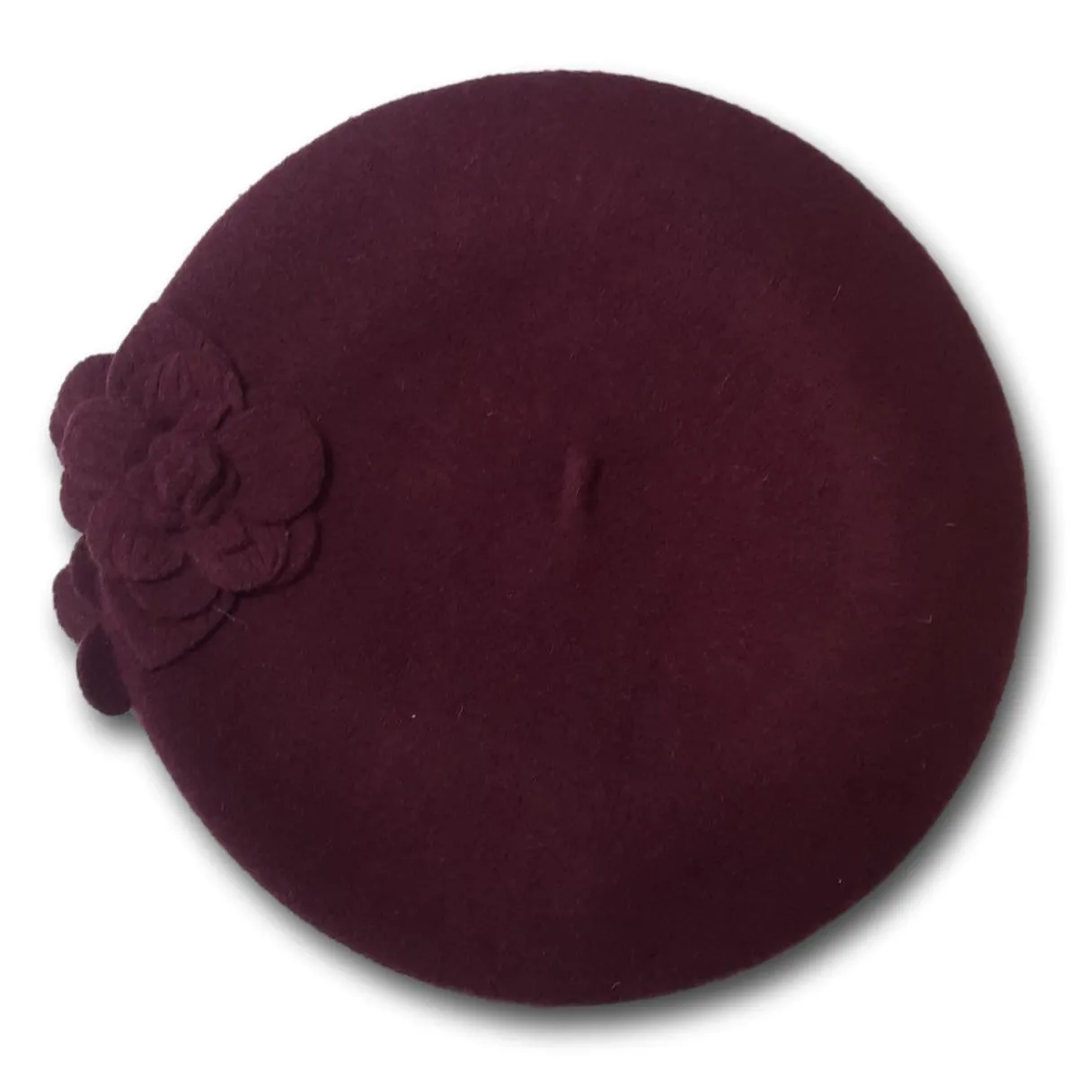 Solid Beret With Flowers