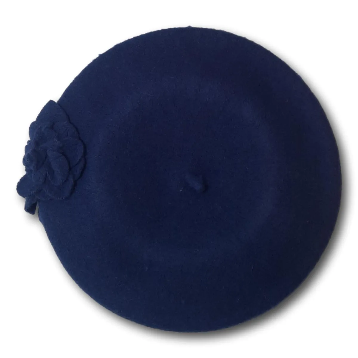 Solid Beret With Flowers