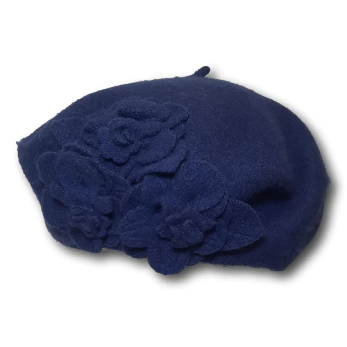 Solid Beret With Flowers