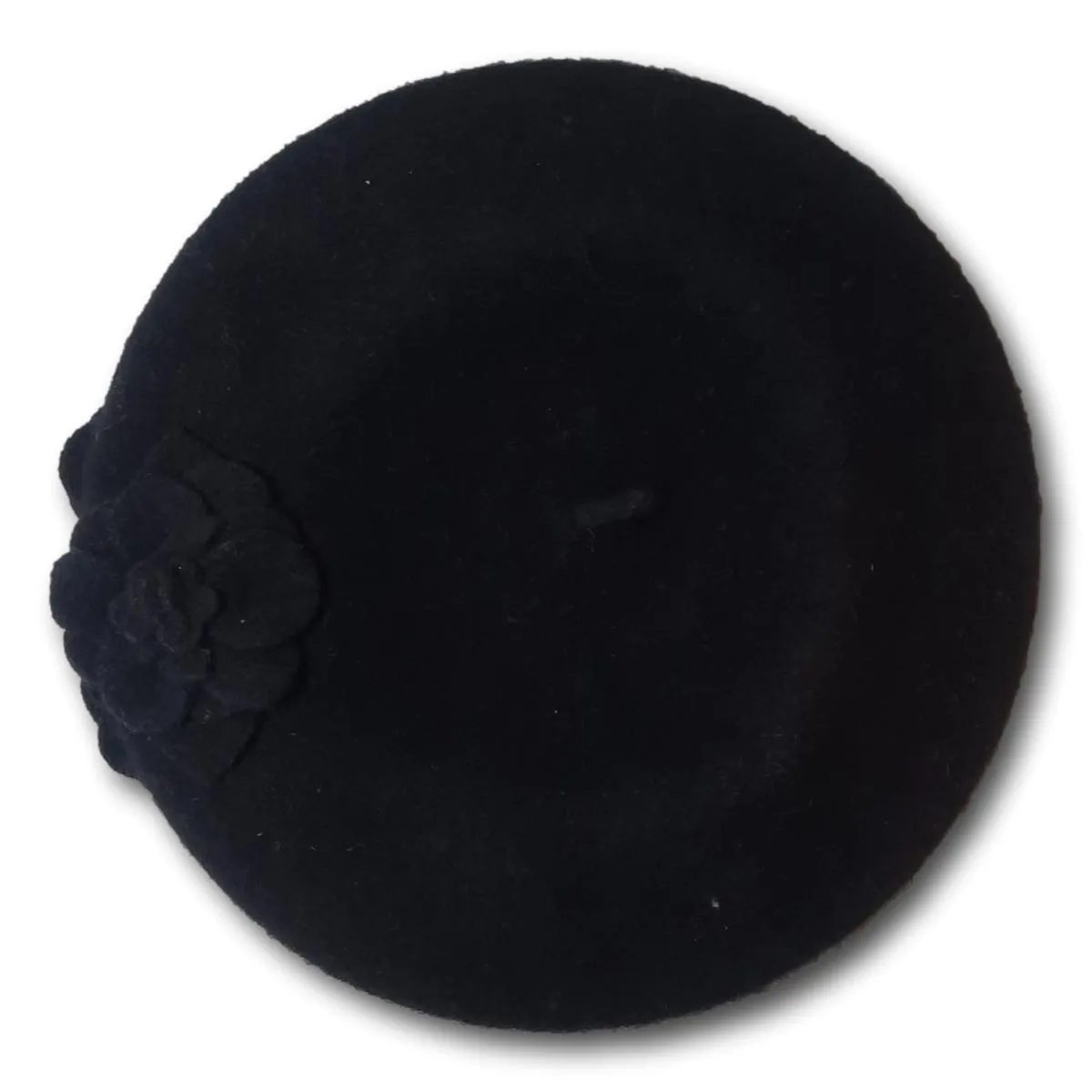 Solid Beret With Flowers