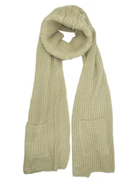 Taupe Knit Cowl Neck Wrap Scarf With Pockets