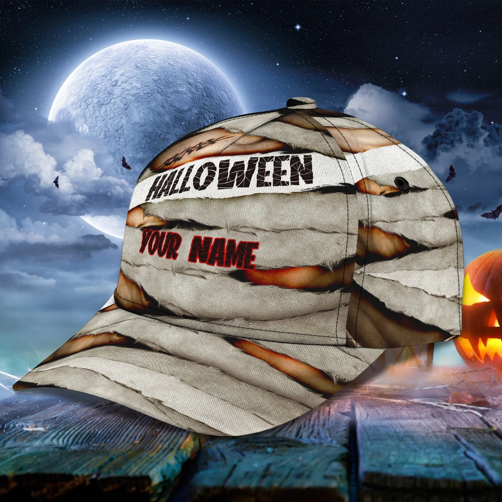 The Mummy Halloween Caps Custom Name Baseball Hat, Cap with Adjustable Hat for Mens Womens