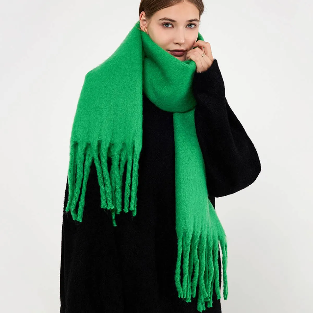 Thick Mohair Scarf - Green