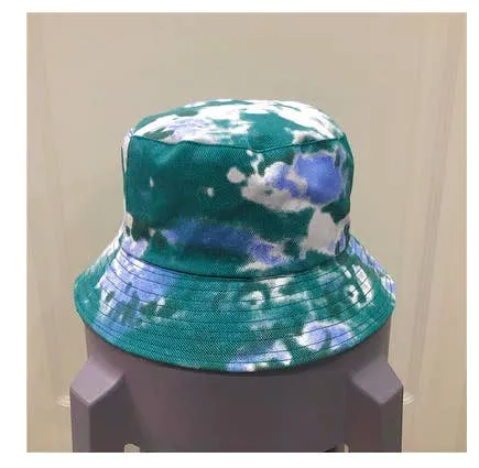 Tie Dye Bucket Hat - Green/Blue - 100% Cotton