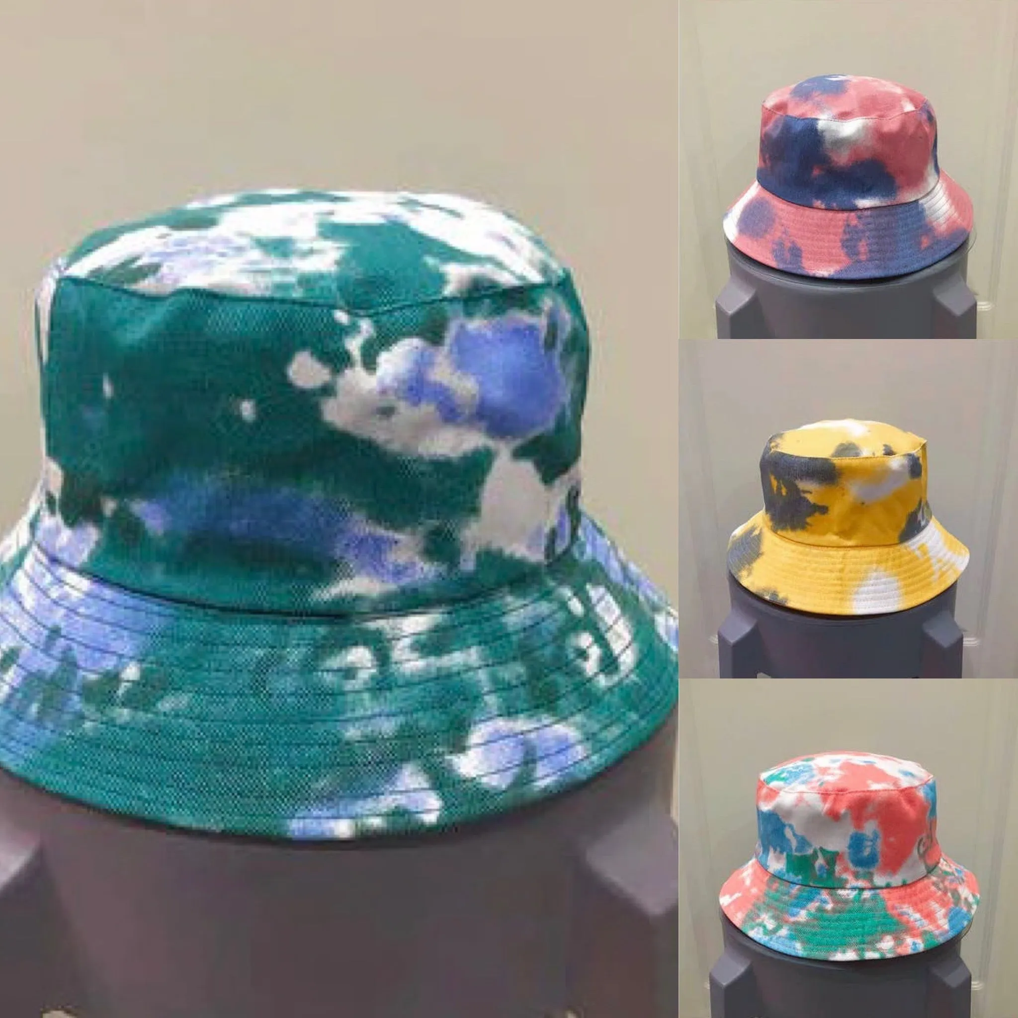 Tie Dye Bucket Hat - Green/Blue - 100% Cotton