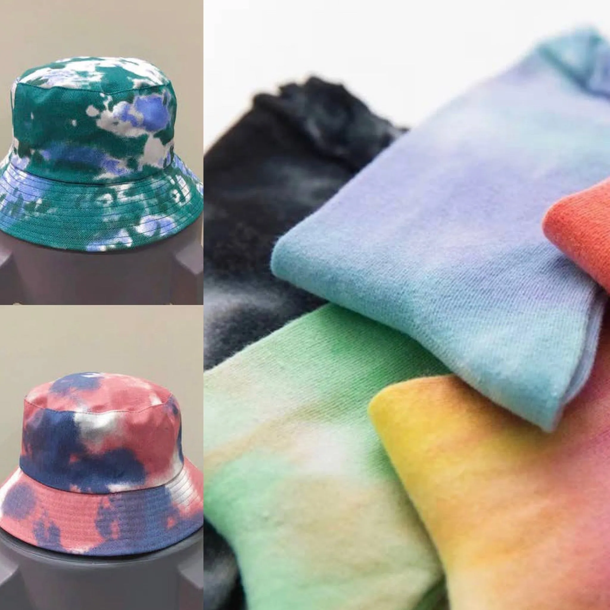 Tie Dye Bucket Hat - Green/Blue - 100% Cotton