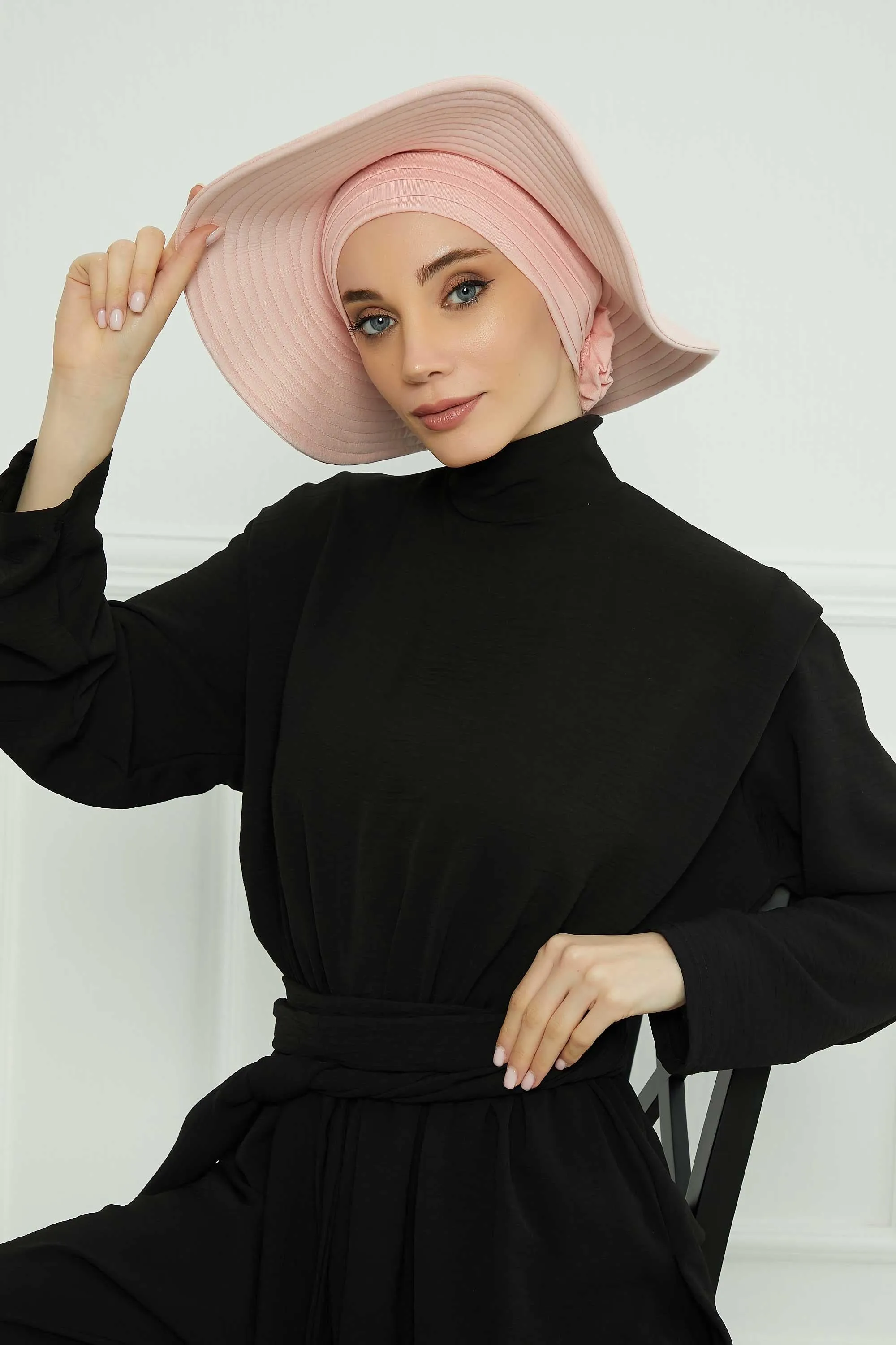 Turban Sun Hat for Women with Detachable Visor, Summer Sun Protective Head Cover for Modest Hijab Fashion, Handy Beach Hat for Women,S-2P