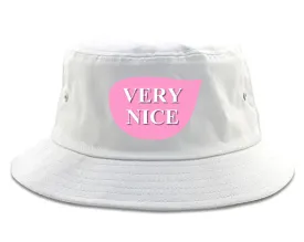 Very Nice Tear Drop Pink Logo Black Bucket Hat White