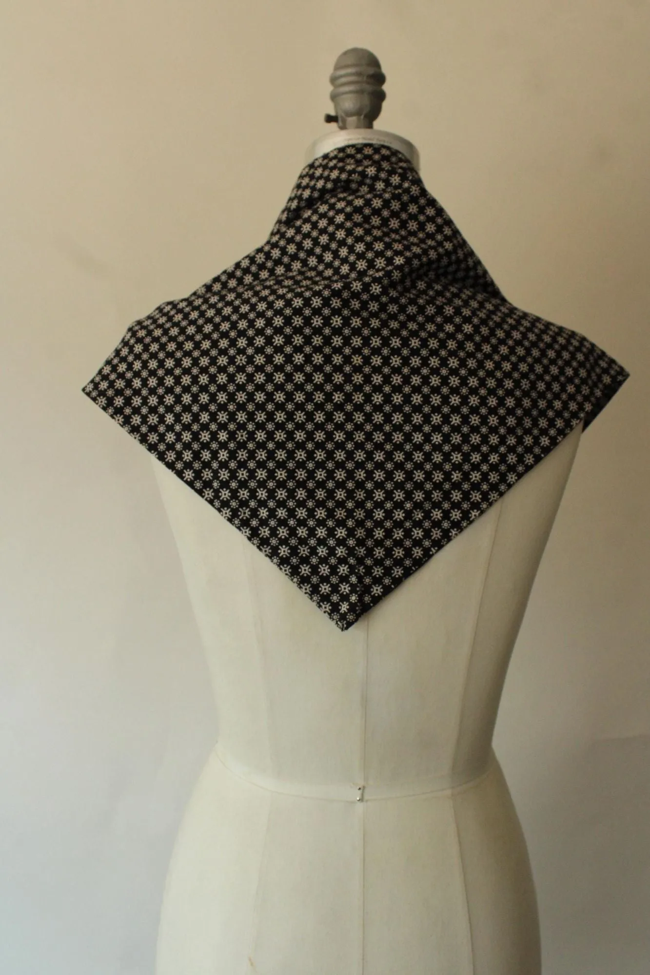 Vintage Black and White Calico Bandana Triangle Scarf