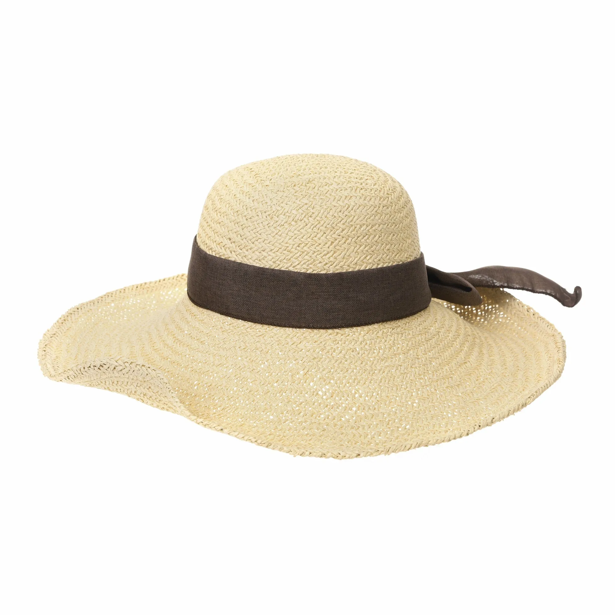 Women Floppy Flanging Straw Sun Hat Summer Beach Cap Wide Brim Ribbon CR9979