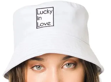 Women's Lucky in Love Lucky Bucket Hat - White/Pink