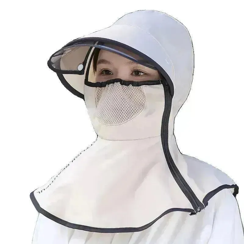 Women's Summer Wide Brim Biking Face-covering Mask Sun Protection Hat